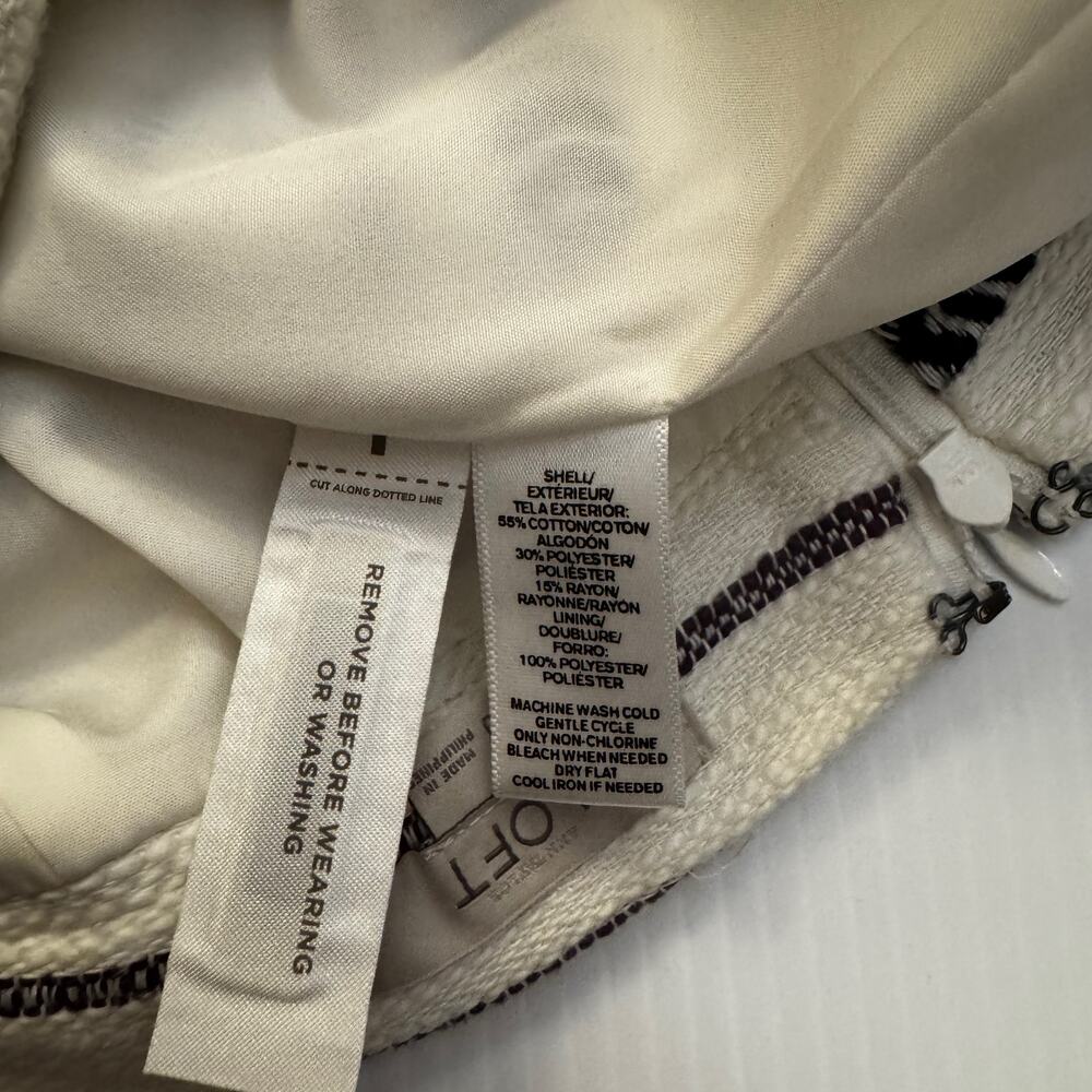 Ann Taylor LOFT Faux Wrap Mini Skirt 0 Cream Striped Euro Summer Vacation Resort - Picture 12 of 16